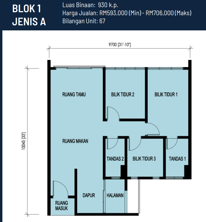 Lagun Senibong Type A floor plan