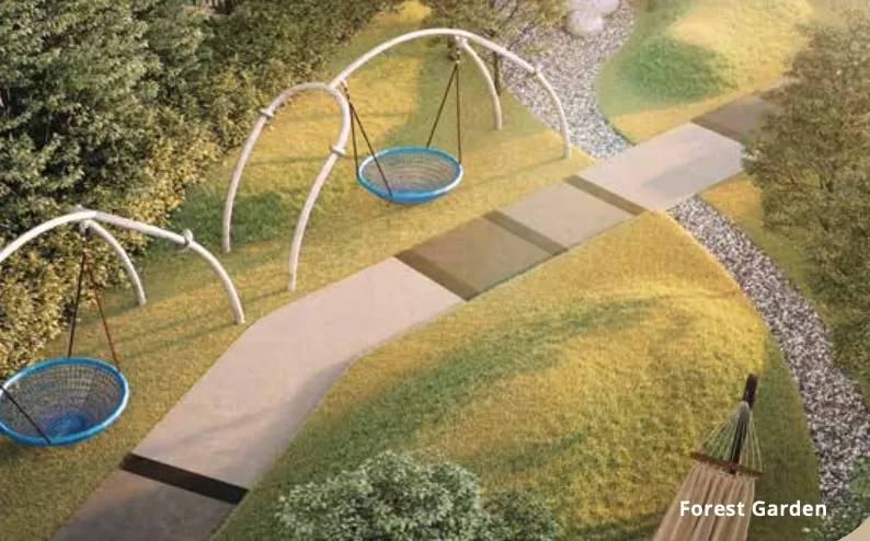 Levia Residence Level 6 Forest Garden with children's playground swings and landscaped walkway, Cheras Kuala Lumpur