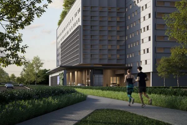 The Lighthauz tower exterior with jogging path, Gelugor
