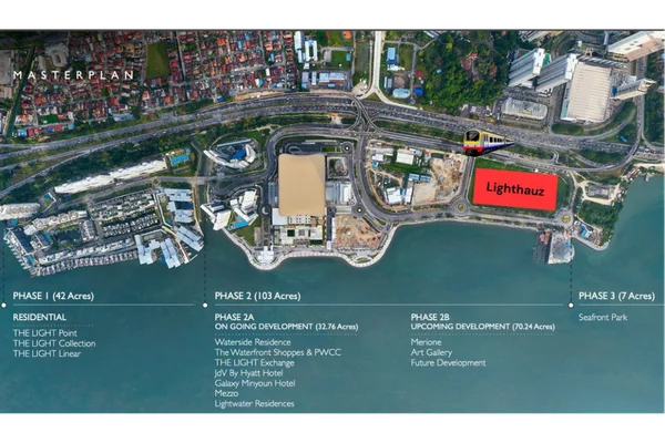 The Light City Gelugor masterplan showing The Lighthauz site and development phases