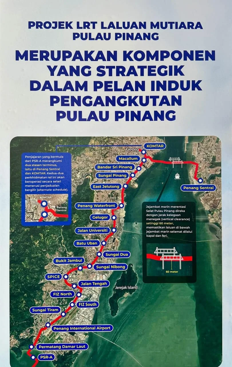 Penang LRT Laluan Mutiara route map showing the Gelugor station near The Lighthauz