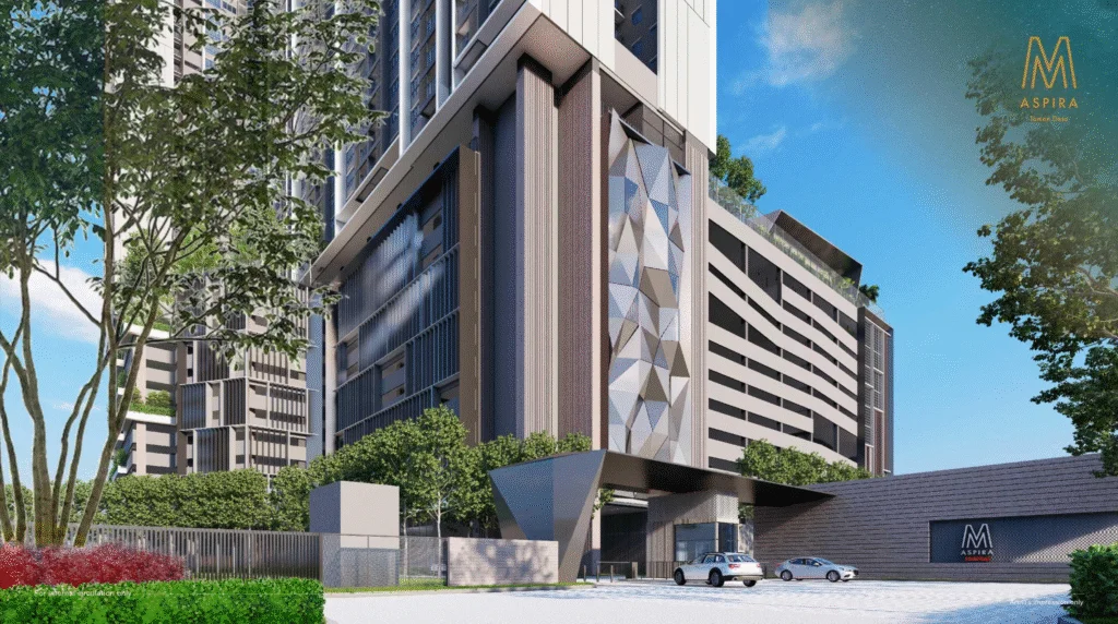 M Aspira building facade and driveway daytime artist impression, from the official developer website in Taman Desa, Kuala Lumpur