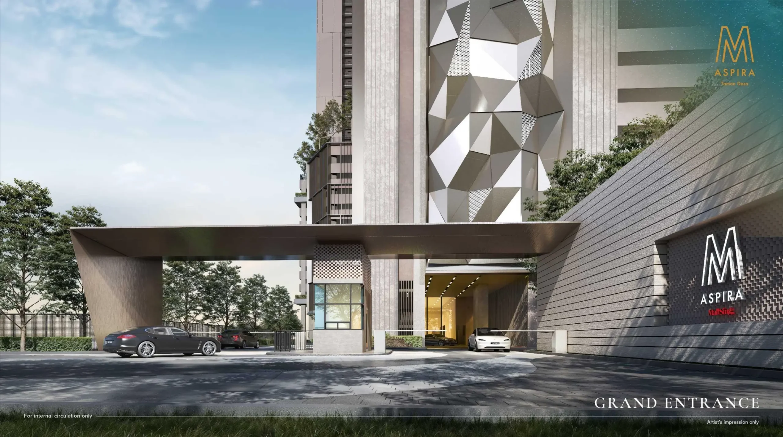 M Aspira grand entrance and drop-off porch artist impression, from the official developer website in Taman Desa, Kuala Lumpur