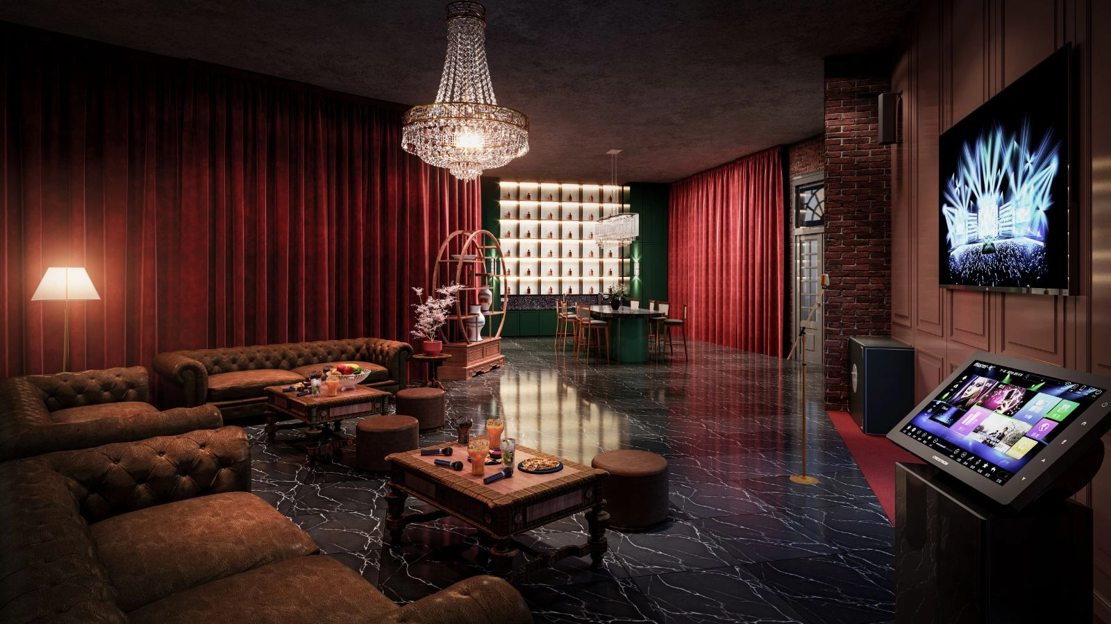 Jazz Lounge Noordinz Suites dengan ruang karaoke persendirian dan tempat duduk lounge hiburan untuk penduduk