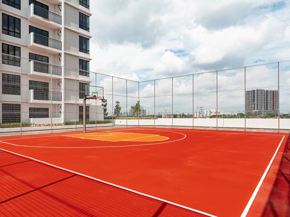 Pandan Heights / Residensi Pandan 3 Rooftop basketball court with Johor Bahru skyline view at Pandan Heights in Pandan City, Johor Bahru, Johor