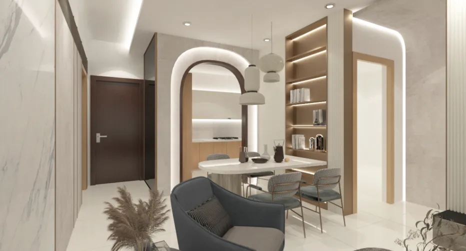 Paragon Gateway kitchen entrance and display shelving in Taman Suria, Johor Bahru, Johor