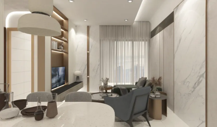 Paragon Gateway open-concept dining and living area in Taman Suria, Johor Bahru, Johor
