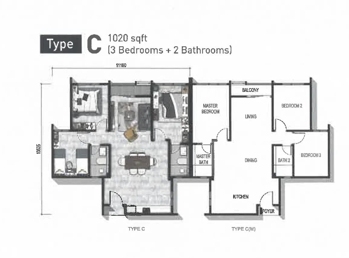 Parkland By The River floor plan option 1 in Permas Jaya