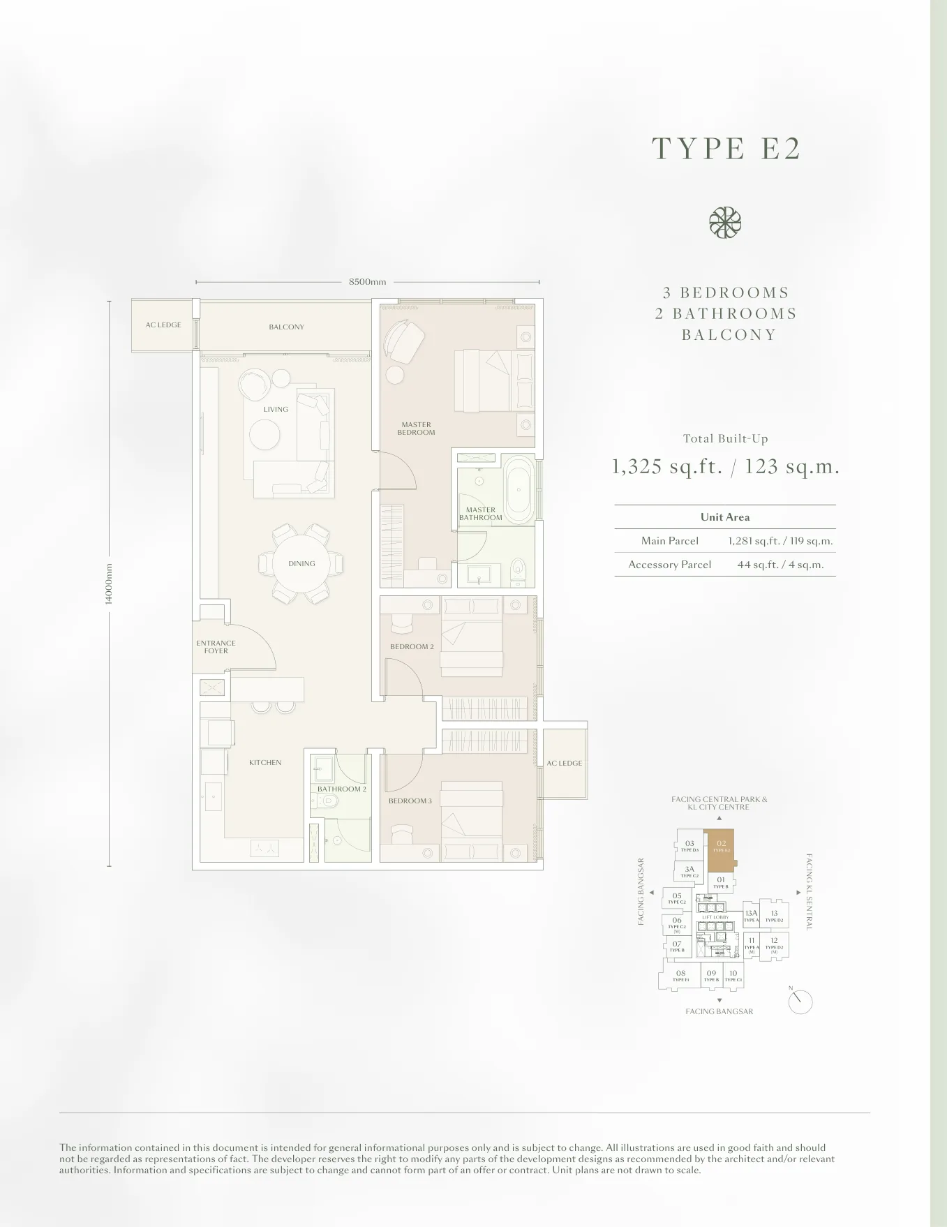Parkside Residence Type D2 Floor Plan - 281sq.ft in Bangsar, Kuala Lumpur
