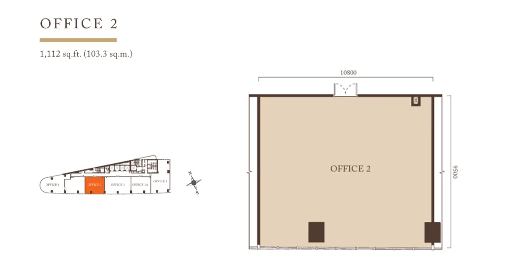 Office 2 floor plan, 1,112 sq ft, Pavilion Square Corporate Suites