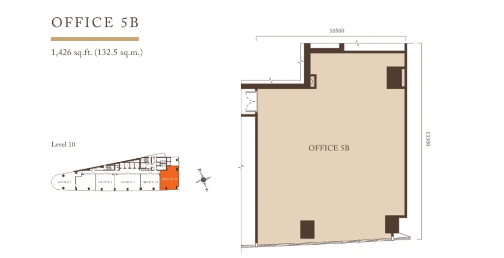 Office 5B floor plan, 1,426 sq ft, Pavilion Square Corporate Suites