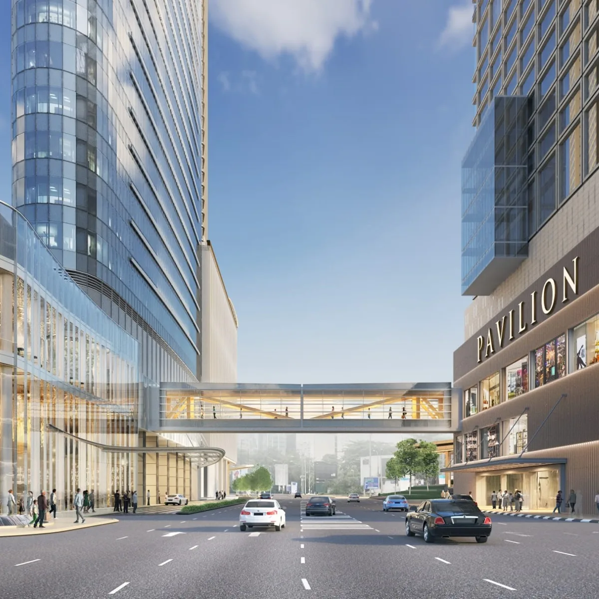 Jambatan bertutup yang menyambungkan Pavilion Square Corporate Suites terus ke pusat membeli-belah Pavilion Kuala Lumpur