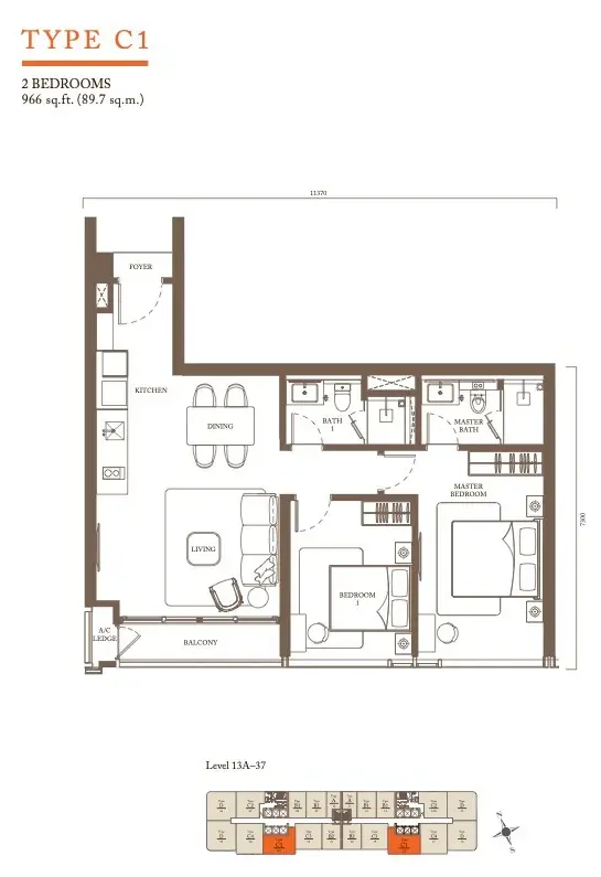 Pavilion Square Residence @ Bukit Bintang Type C1 Floor Plan