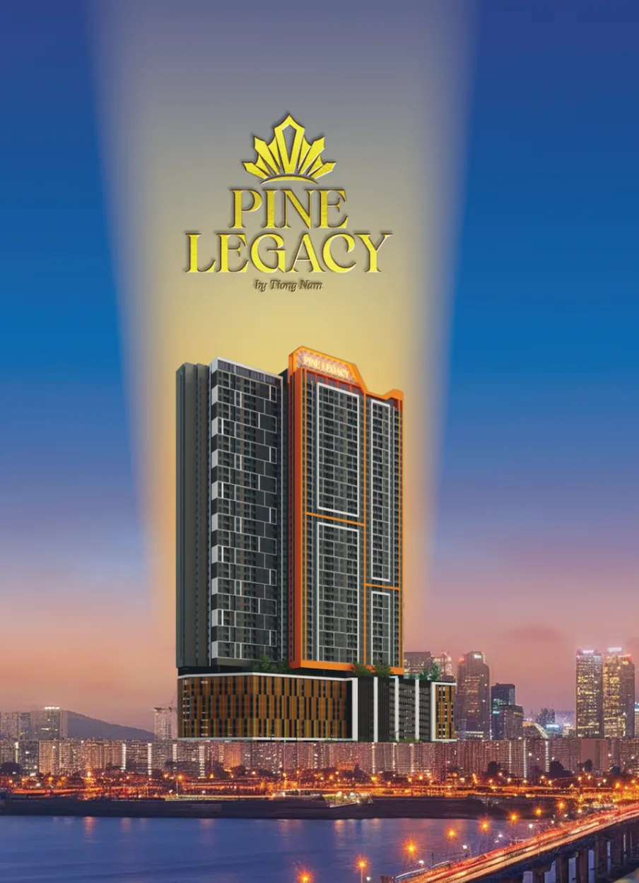 Imej utama artis impresyen Pine Legacy @ Johor Bahru menara menjulang di atas garis langit bandar Johor Bahru pada waktu senja