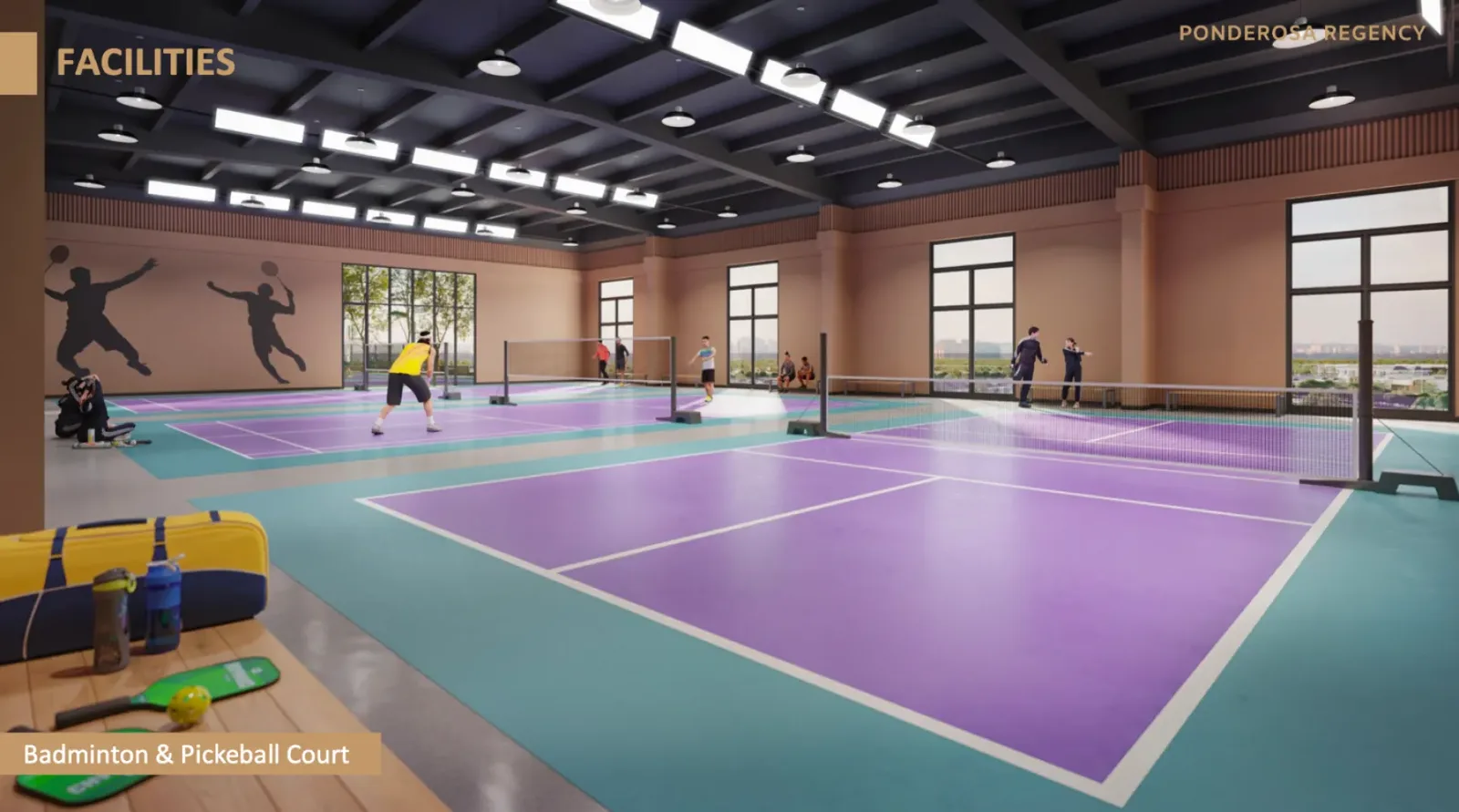Ponderosa Regency indoor badminton and pickleball court facility, Taman Ponderosa Johor Bahru
