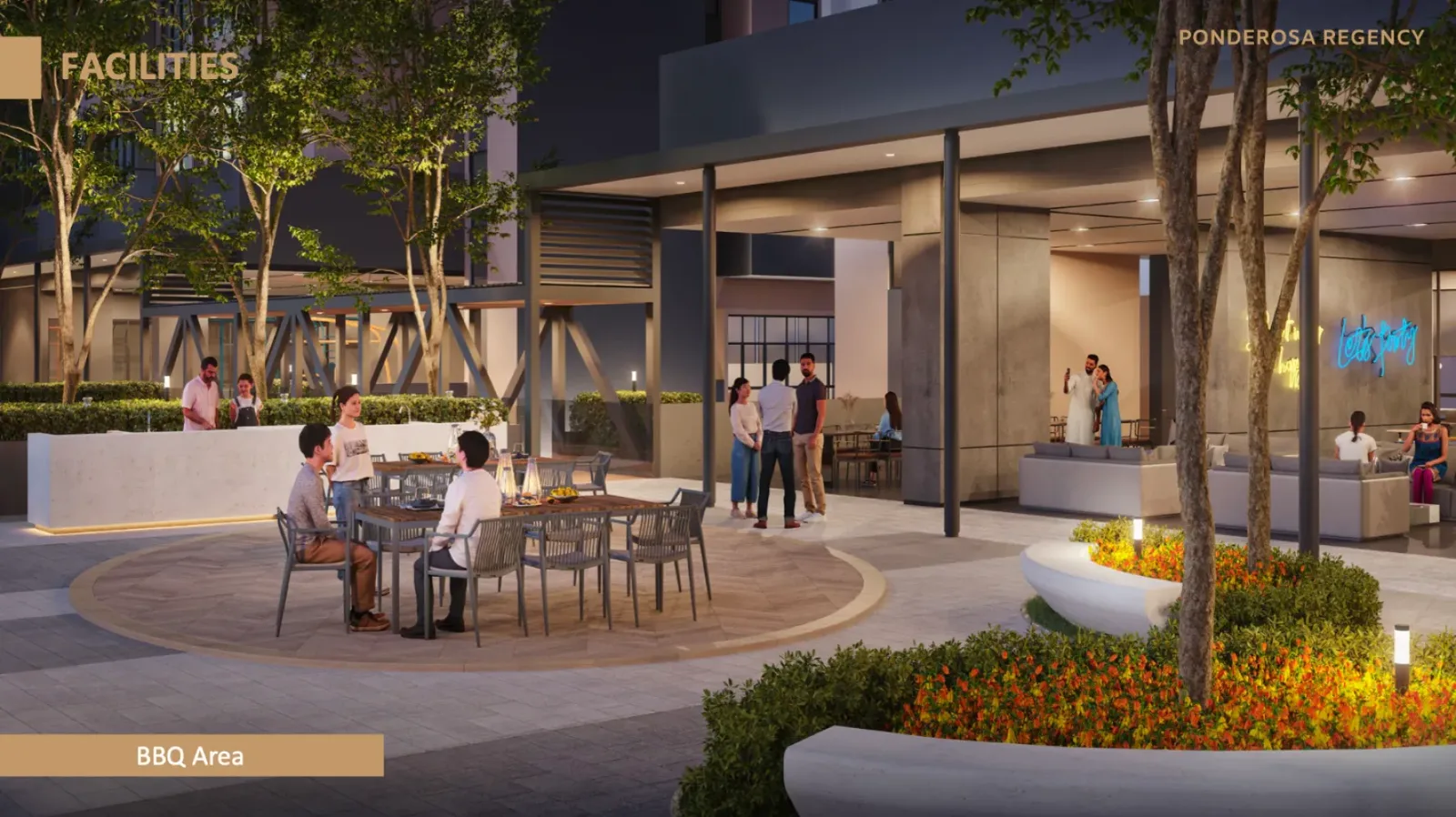 Ponderosa Regency outdoor BBQ dining area facility, Johor Bahru in Taman Ponderosa, Johor Bahru, Johor