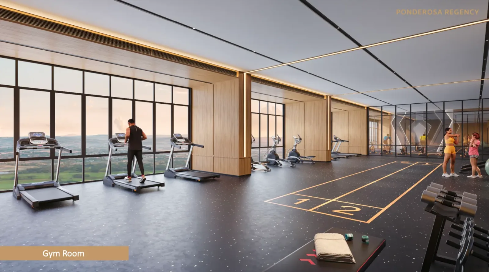 Ponderosa Regency fully-equipped gym room with treadmills and golf course view, Johor Bahru in Taman Ponderosa, Johor Bahru, Johor
