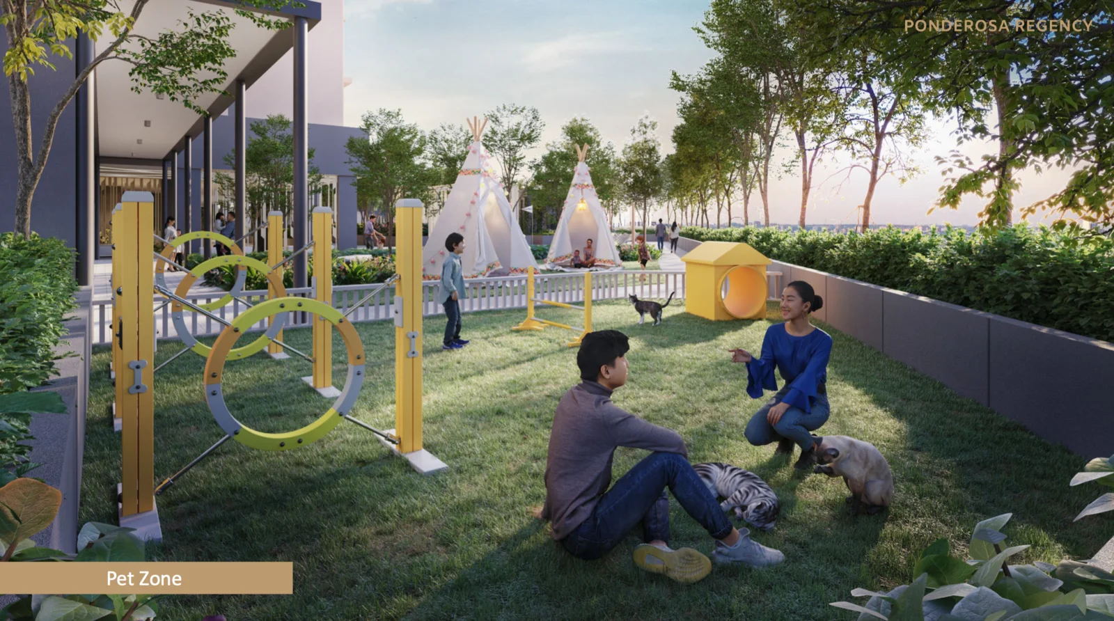 Ponderosa Regency dedicated pet play zone with agility equipment, part of the project's pet-friendly facilities in Johor Bahru in Taman Ponderosa, Johor Bahru, Johor