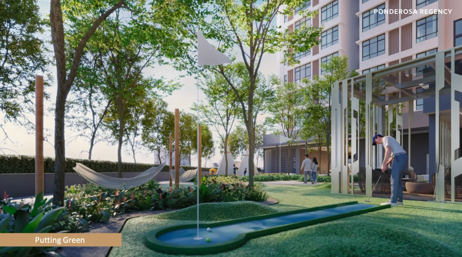 Ponderosa Regency rooftop putting green facility overlooking the residential towers, Johor Bahru in Taman Ponderosa, Johor Bahru, Johor