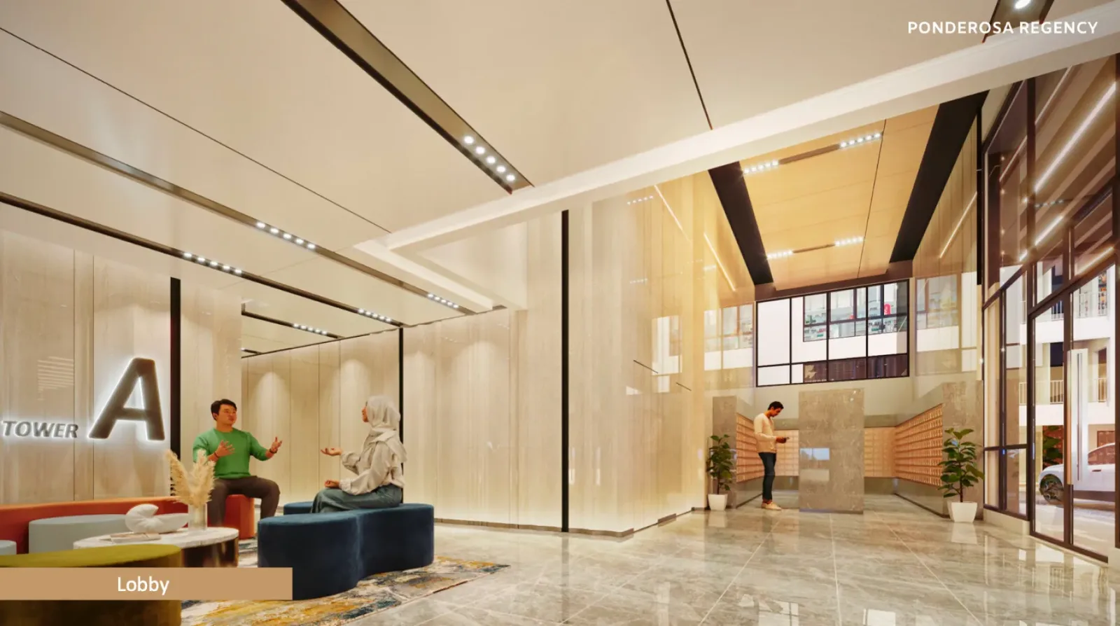 Ponderosa Regency Tower A grand lobby entrance with concierge counter, Taman Ponderosa Johor Bahru
