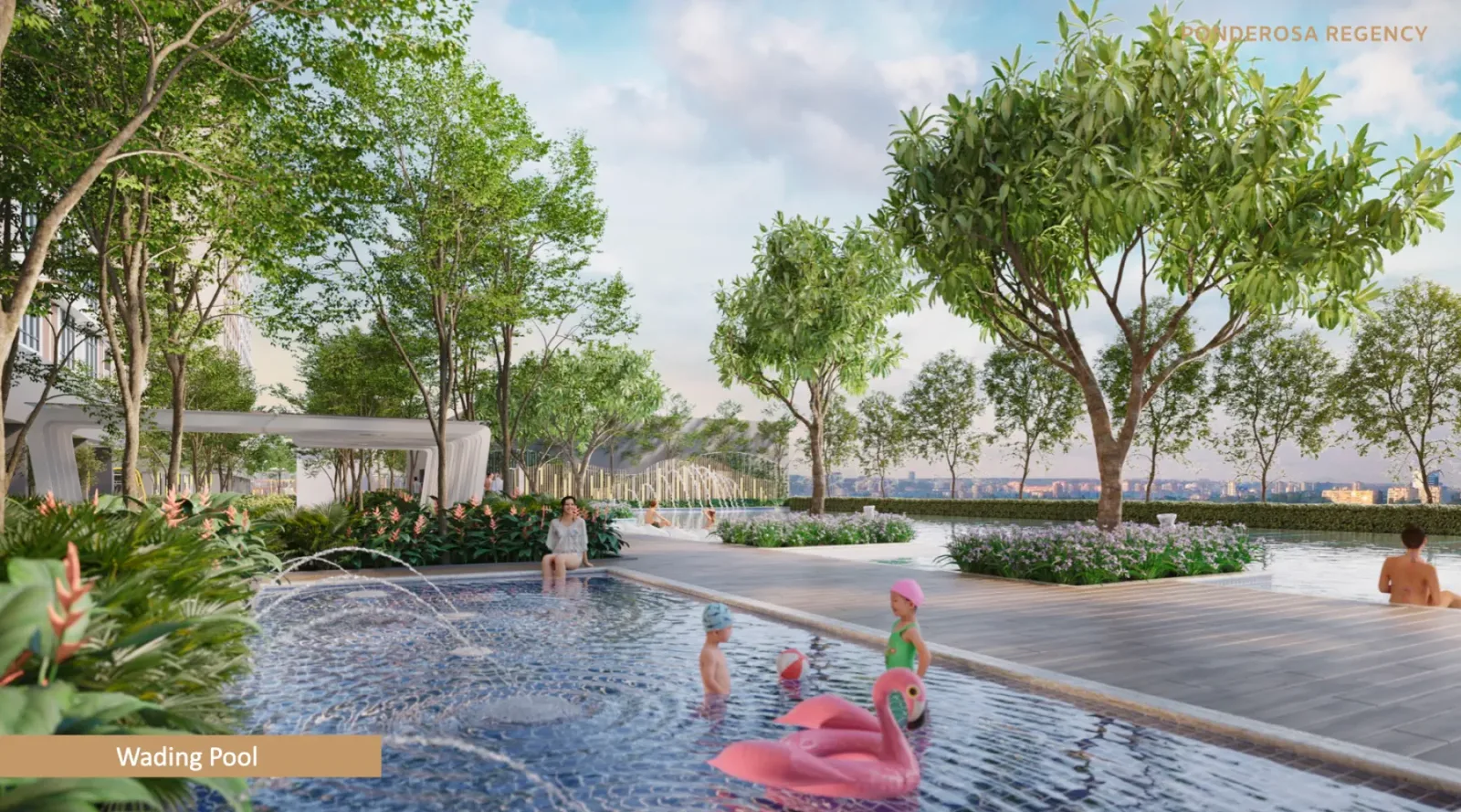 Ponderosa Regency children's wading pool with waterfront deck, family-friendly facility in Taman Ponderosa in Taman Ponderosa, Johor Bahru, Johor