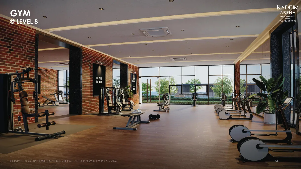 Radium Arena Level 8 fully equipped gymnasium with cardio machines and free weights in Old Klang Road, Kuala Lumpur