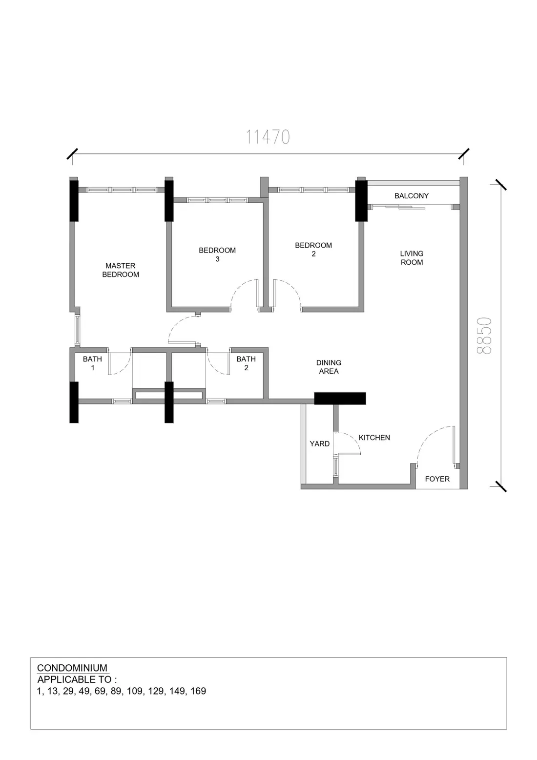 Raffles 188 @ Tiger Lane, Ipoh Plan 3Br