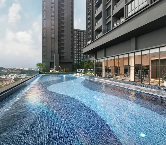 Ren Residence infinity swimming pool deck with Bukit Jalil skyline views
