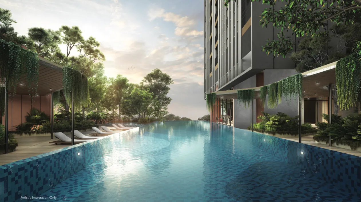 Residensi Bayu Damai Level 3A podium 40m x 9m swimming pool with vertical green tapestry in Kota Kinabalu