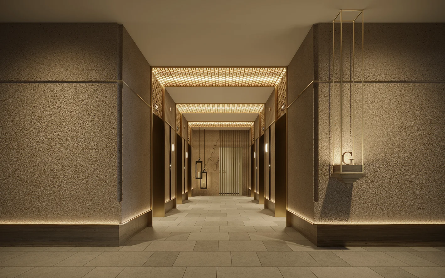 Residensi Dian II premium lift lobby design with elegant wall finishes in Jalan Monfort, Section U1, Shah Alam, Selangor