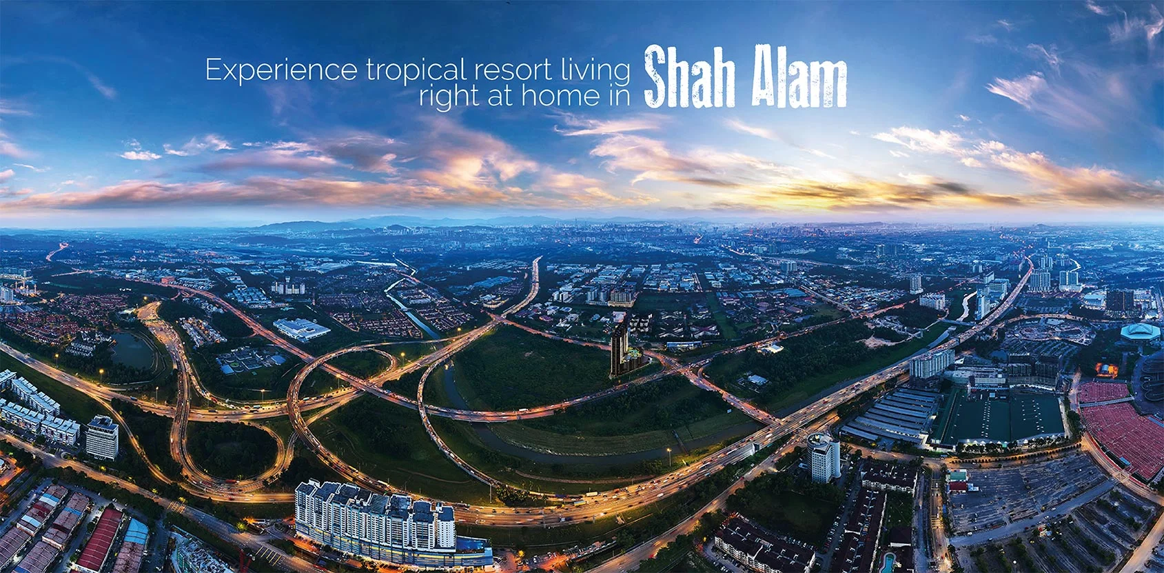 Residensi Dian II location aerial map showing connectivity via Federal Highway and NKVE in Shah Alam in Jalan Monfort, Section U1, Shah Alam, Selangor