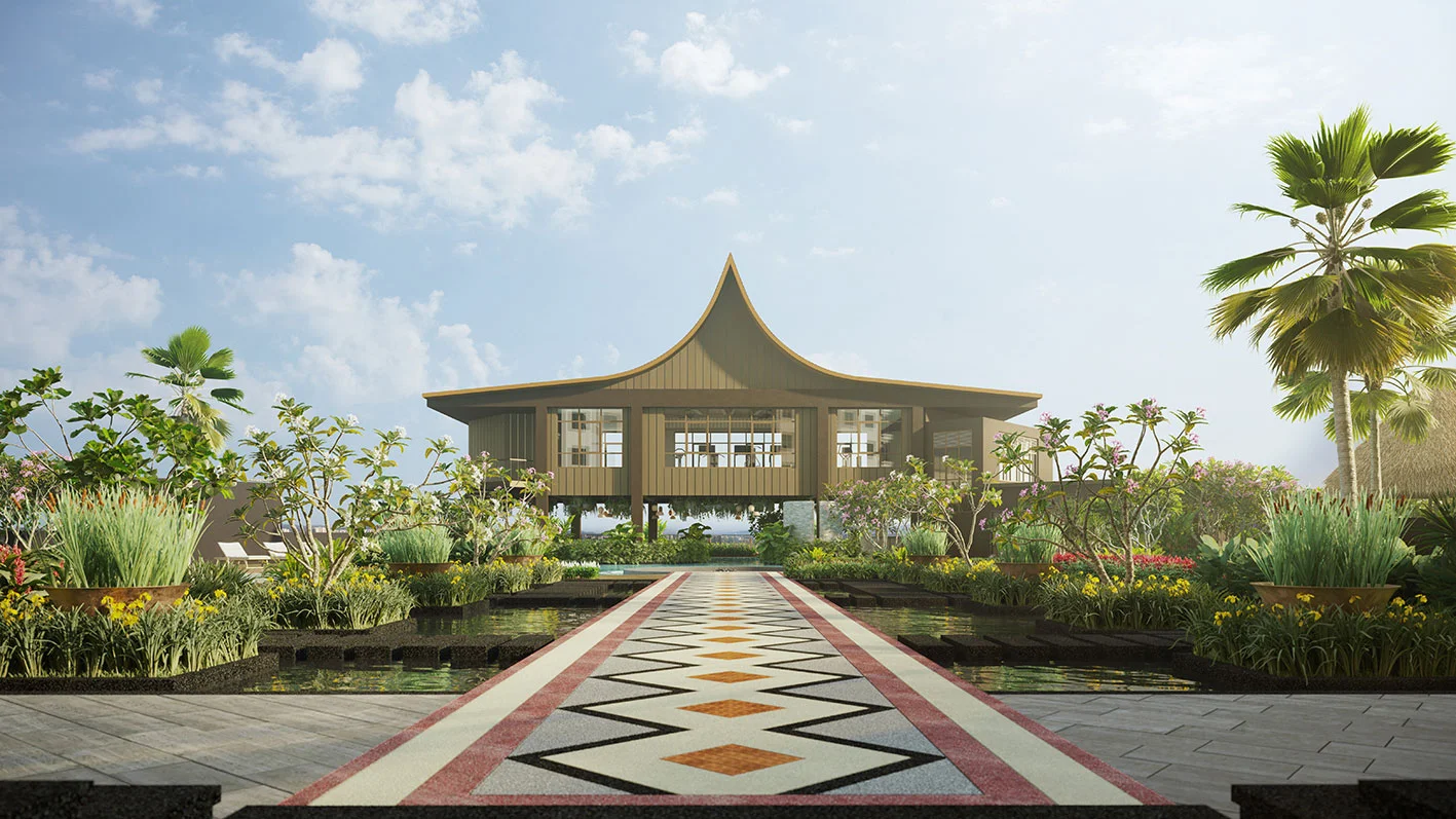 Residensi Dian II podium avenue walkway with tropical resort landscaping in Jalan Monfort, Section U1, Shah Alam, Selangor