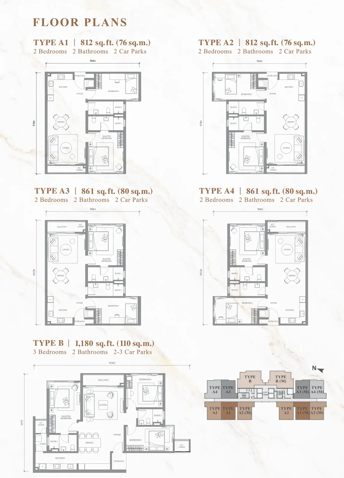 River Park Type A1 Floor Plan - 812sq.ft from verified project brochure