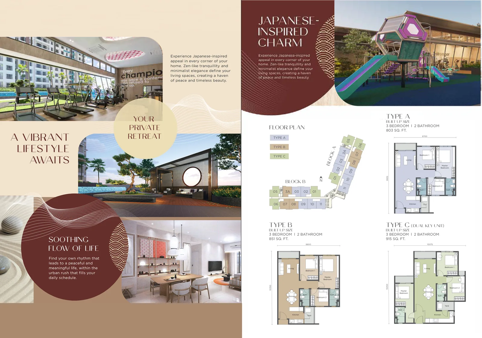 Riverville 2 Residence Type A Floor Plan - 803SQ.FT from verified project brochure