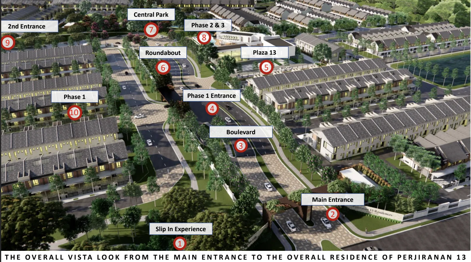 Sanubari Phase 2 @ Bandar Dato' Onn Aerial vista of Perjiranan 13 Bandar Dato' Onn showing Central Park, Plaza 13 and the main entrance boulevard