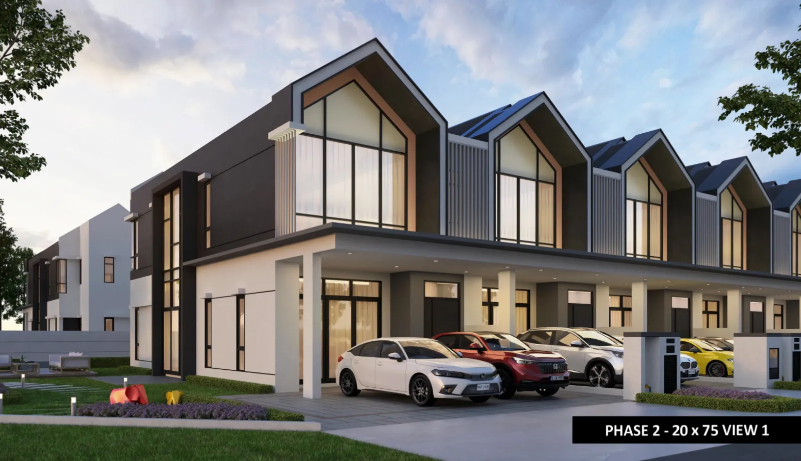 Sanubari Phase 2 @ Bandar Dato' Onn Sanubari Phase 2 Type B 20'x75' terrace home facade with double-volume glazing and covered car porch