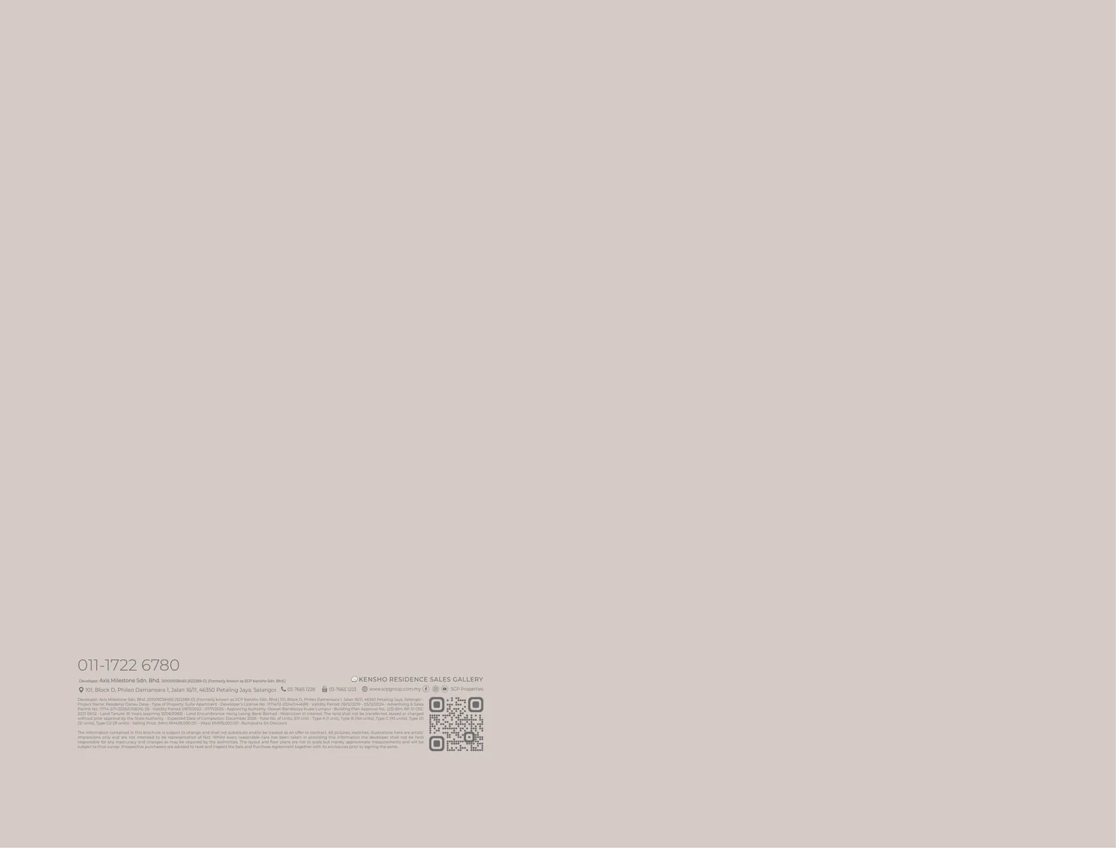 SCP Kensho Type OF Floor Plan from verified project brochure
