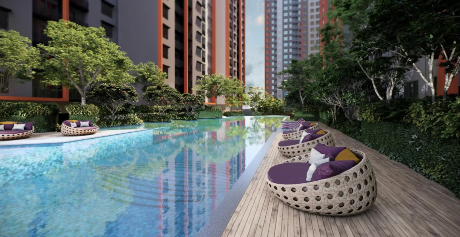 Sena Residences facility deck view showing resort-style pool and landscaped garden in Seksyen 14, Shah Alam, Selangor