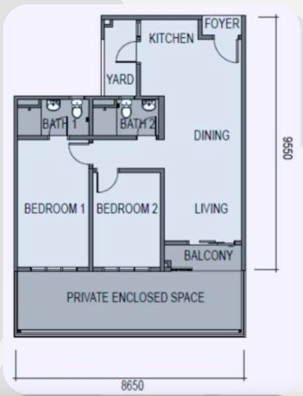Sky Curve @ Taman Perling B1 花园单位平面图，1,012 平方尺 2 房 2 卫附私家花园