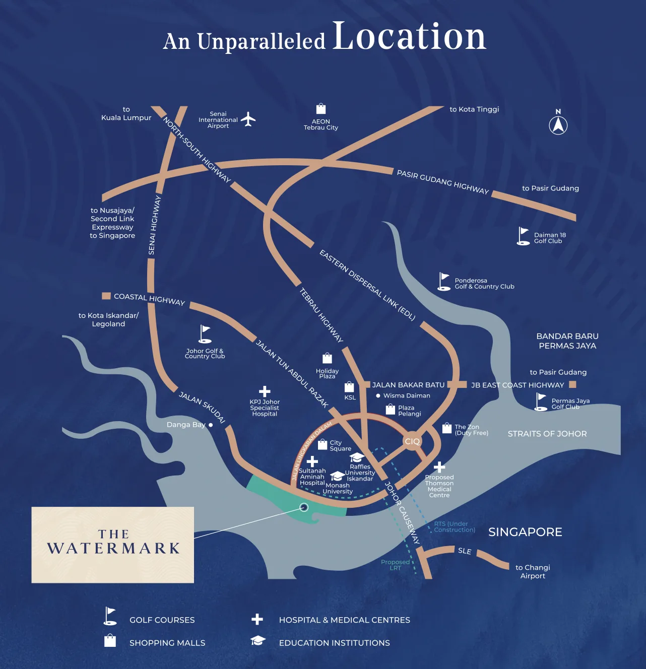 Skypark Kepler @ Lido Waterfront Boulevard Skypark Kepler location and connectivity map showing RTS Bukit Chagar station and Johor Causeway CIQ access