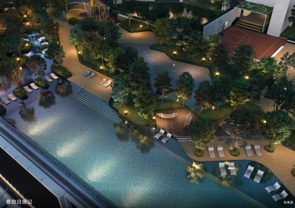 Gim langit Sunway Cochrane menghadap kolam renang resort dan skyline Kuala Lumpur