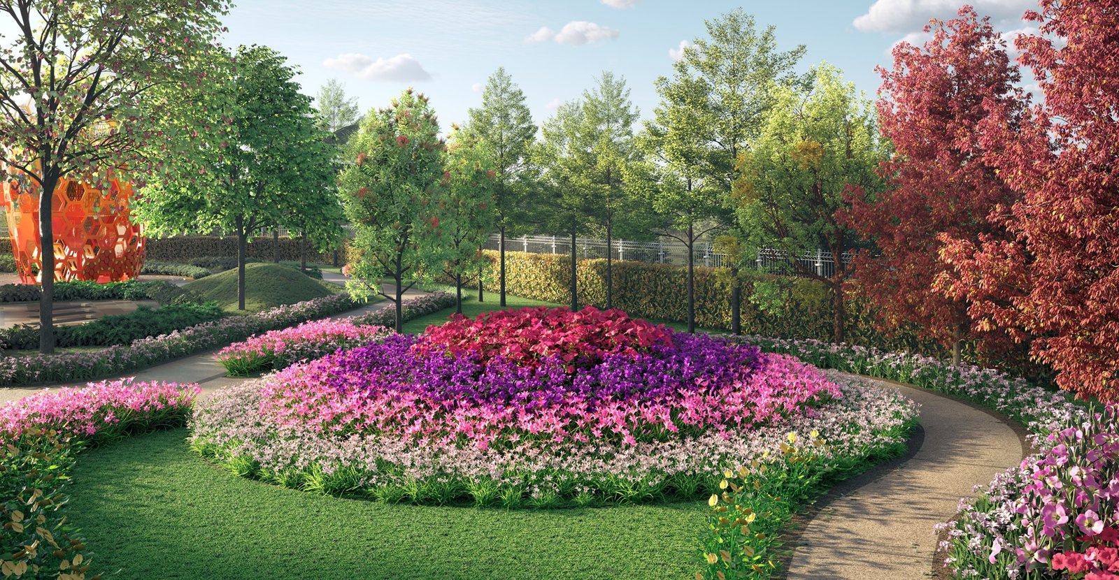 Taman bunga Sunway Flora Residences, landskap kondominium Bukit Jalil