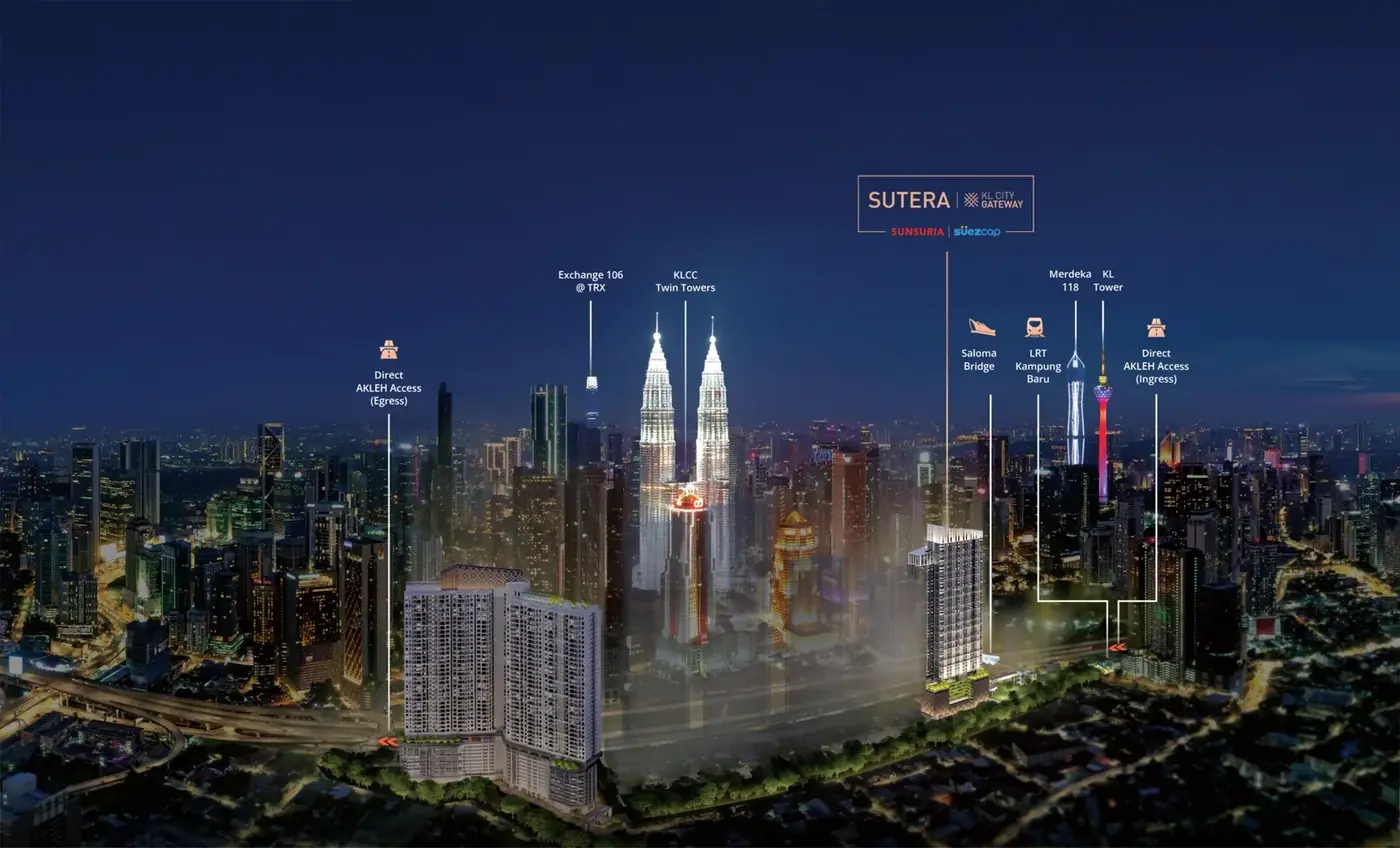 Sutera Suites @ KL City Gateway Skyline Labeled in KLCC, Kuala Lumpur