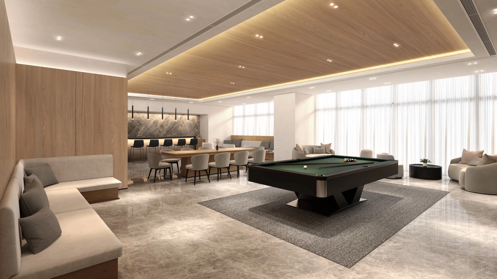 The Arden @ Damansara Avenue 行政商务会所，设桌球台、吧台与共享餐饮区