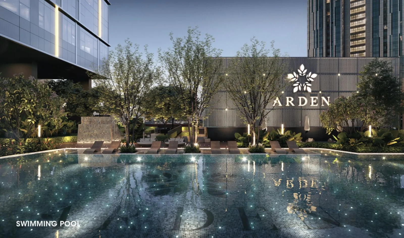 Arden 8 楼无边泳池 — 效果图，休闲楼层泳池俯瞰新山