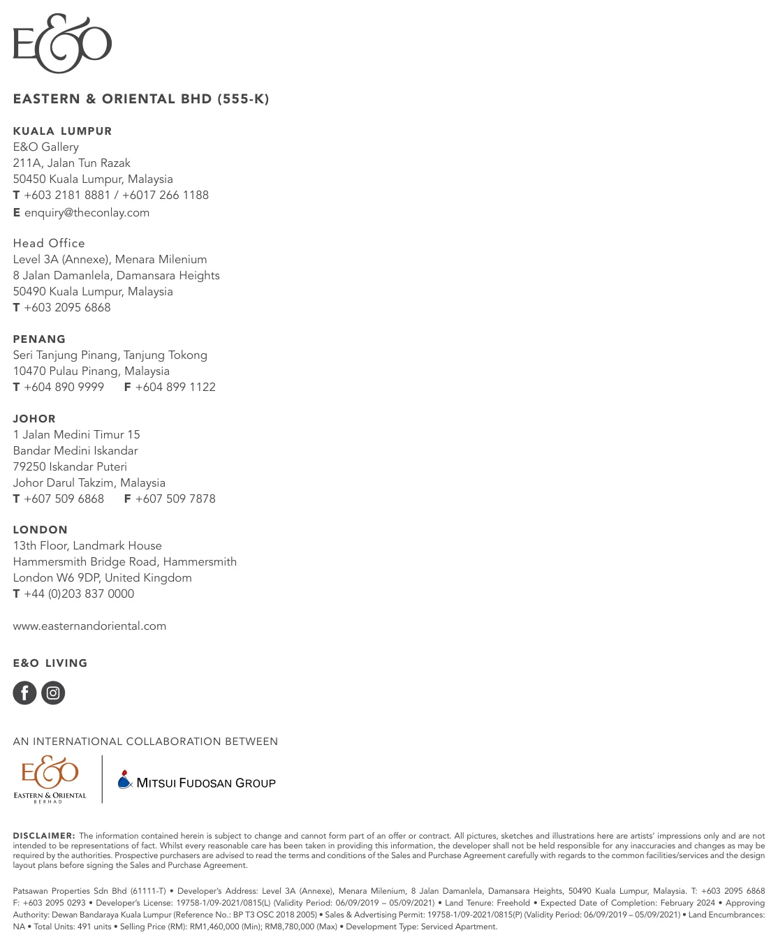 The Conlay Type PLANS Floor Plan in KLCC, Kuala Lumpur