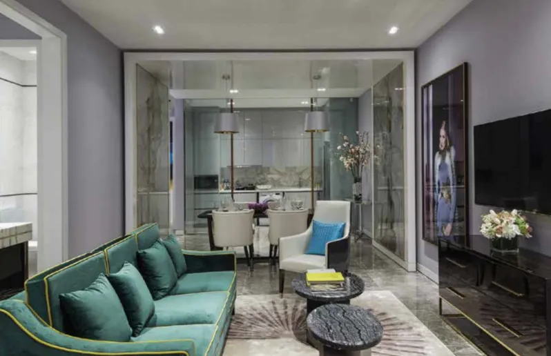 THE FACE Suites @ KLCC furnished suite living room and open kitchen