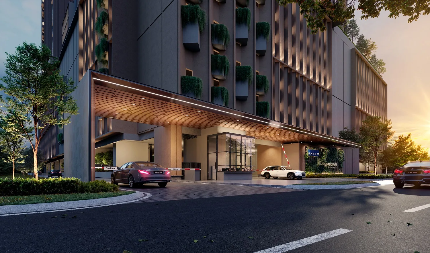 The Kingswoodz 武吉加里爾 Grand Entrance 門禁出入口，設保安亭與住戶車道