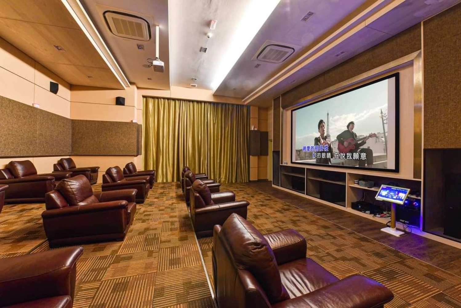 The M Macrolink Medini karaoke and home theatre room with leather recliner seating in Medini, Iskandar Puteri, Johor