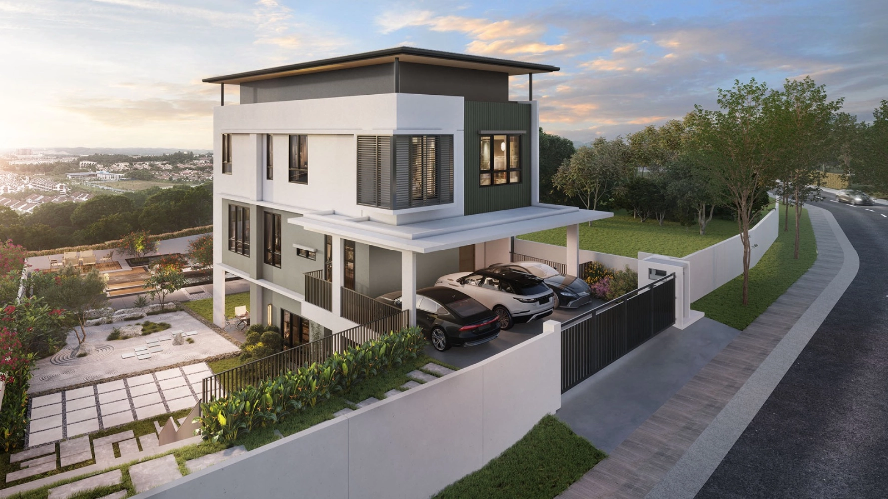 The Rise Emerald Rawang aerial hilltop bungalow view showcasing elevated 76m township position, Rawang Selangor in Kota Emerald, Rawang, Selangor